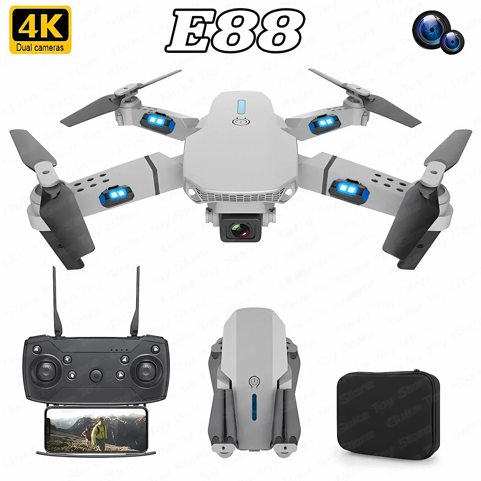 E88 프로 와이파이 FPV 드론, 광각 HD 4K 1 - Drone Battery Case 리뷰 및 가격