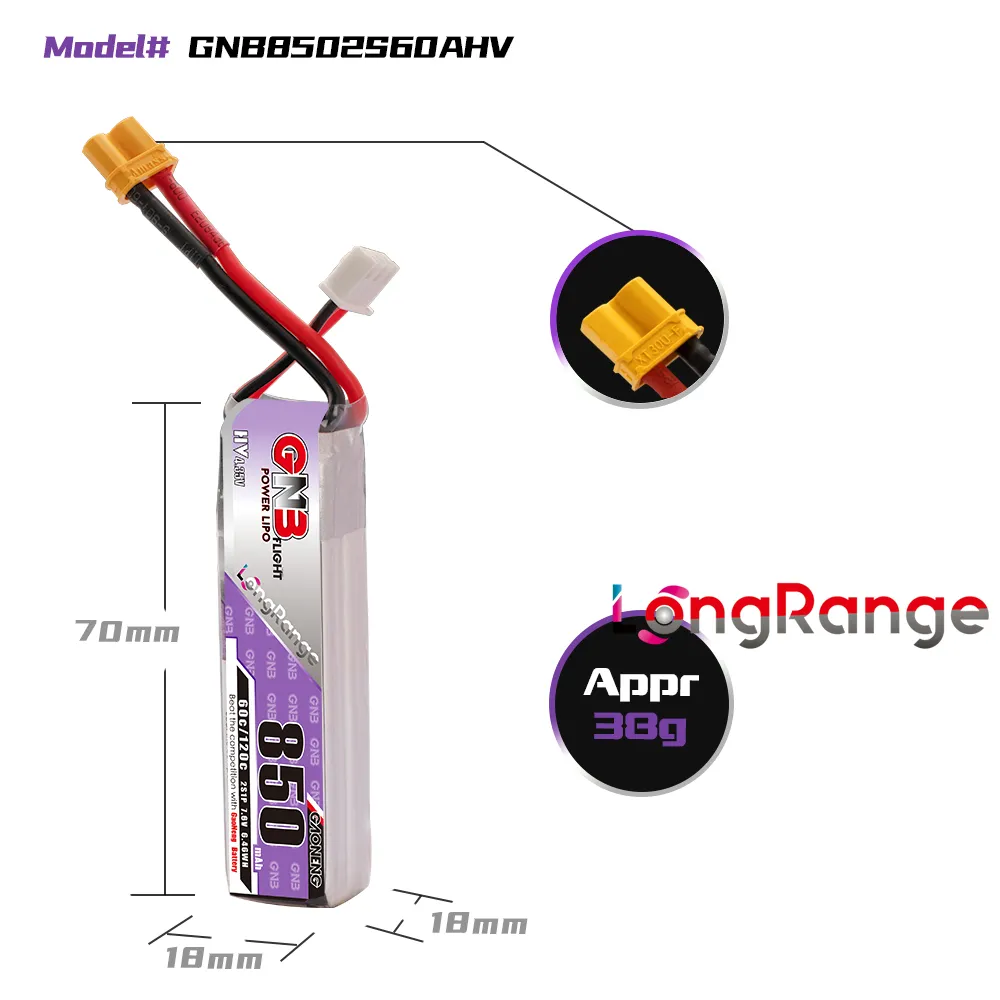 가오넹 GNB 리포 배터리 850mAh 2S 7.6V  - Drone Battery 3S 리뷰 및 가격